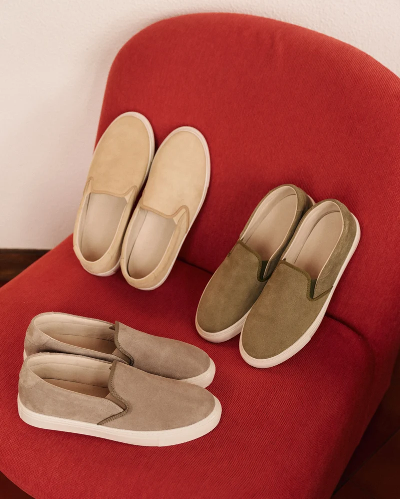 Basket slip-on homme Ellis, cuir suède beige
