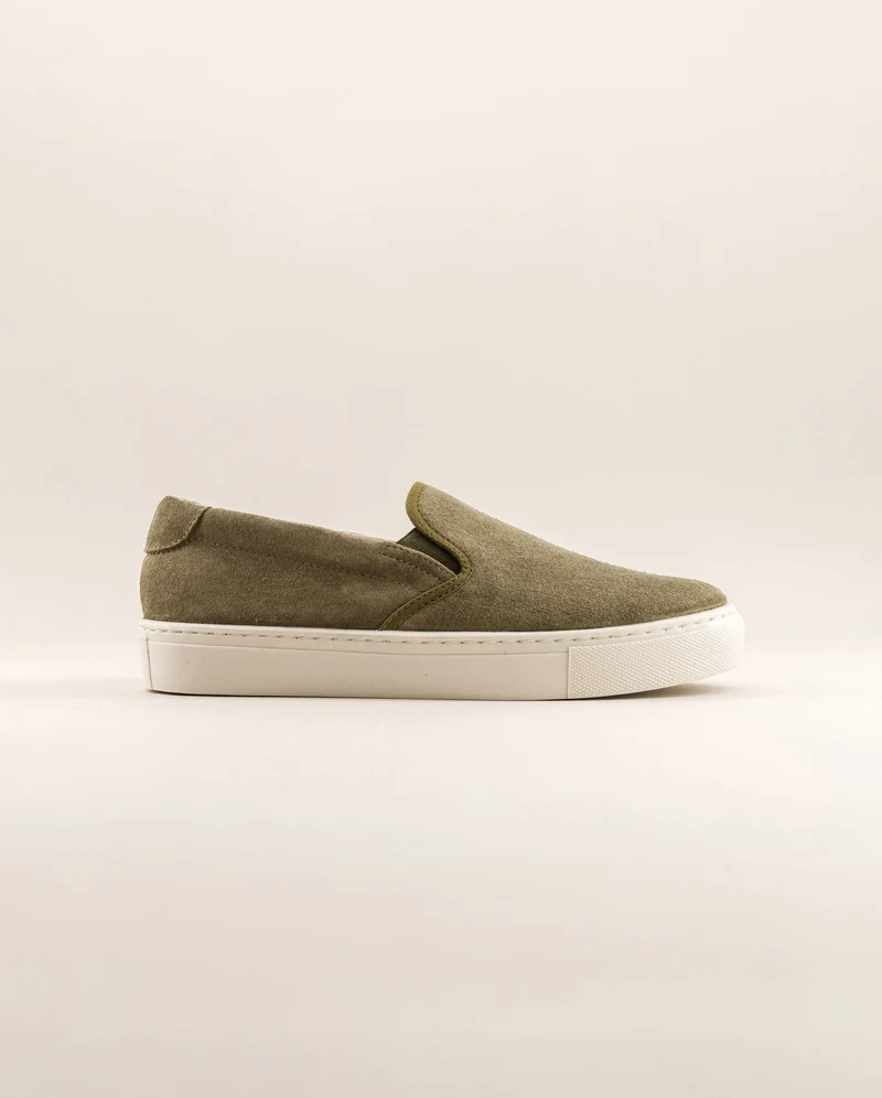 Basket slip-on femme Ellis, cuir suède kaki