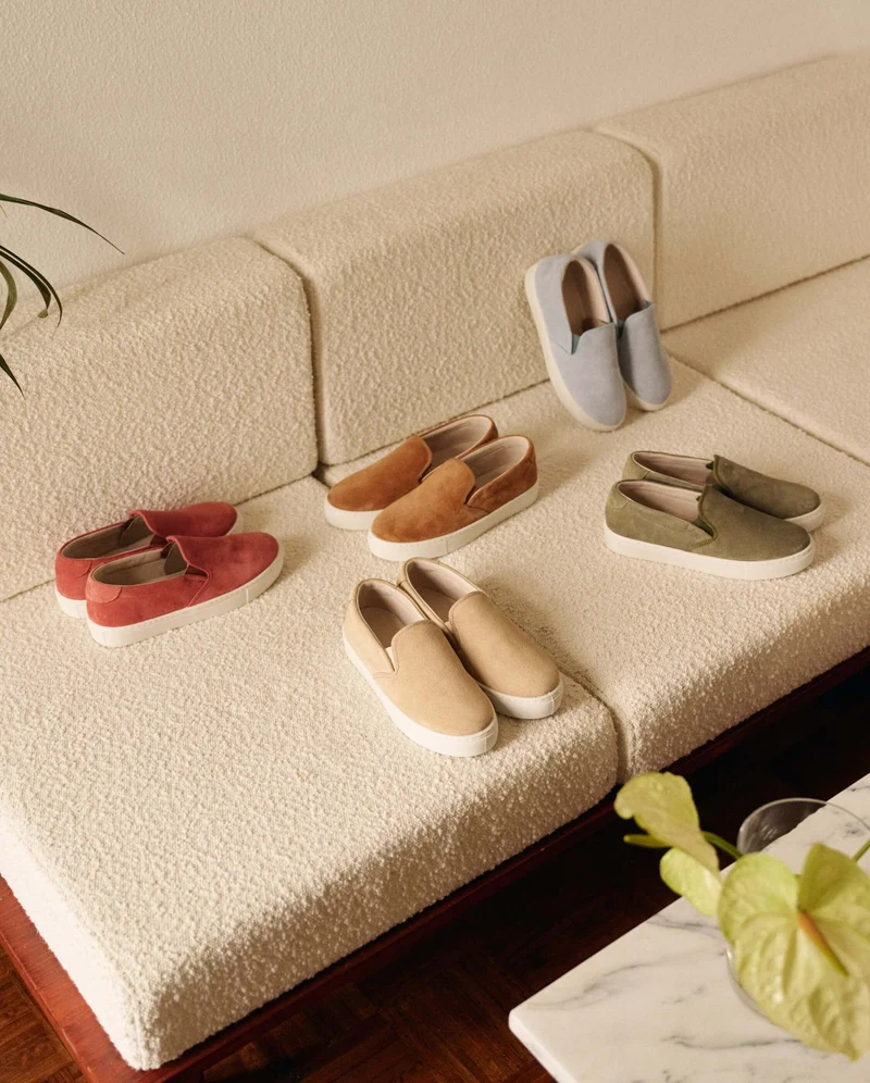 Basket slip-on femme Ellis, cuir suède beige