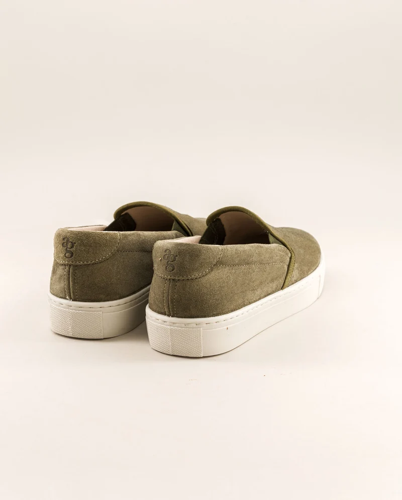 Basket slip-on femme Ellis, cuir suède kaki