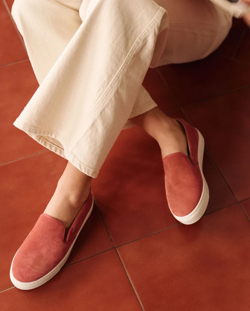 Basket slip-on femme Ellis, cuir suède terracotta