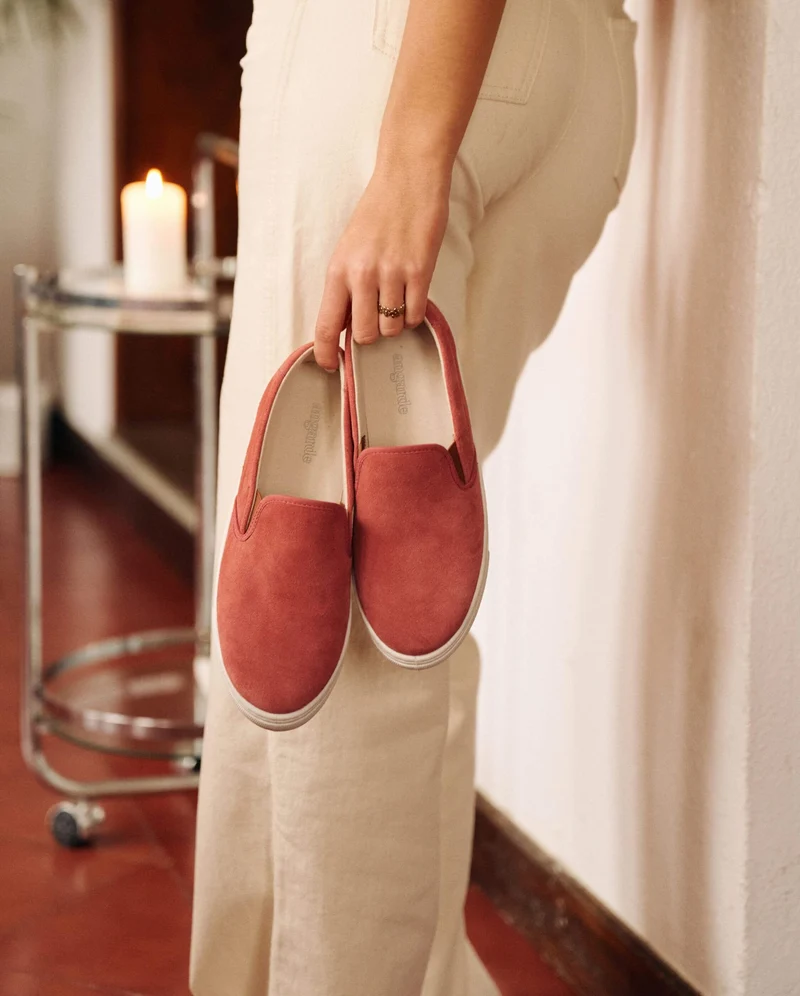Basket slip-on femme Ellis, cuir suède terracotta