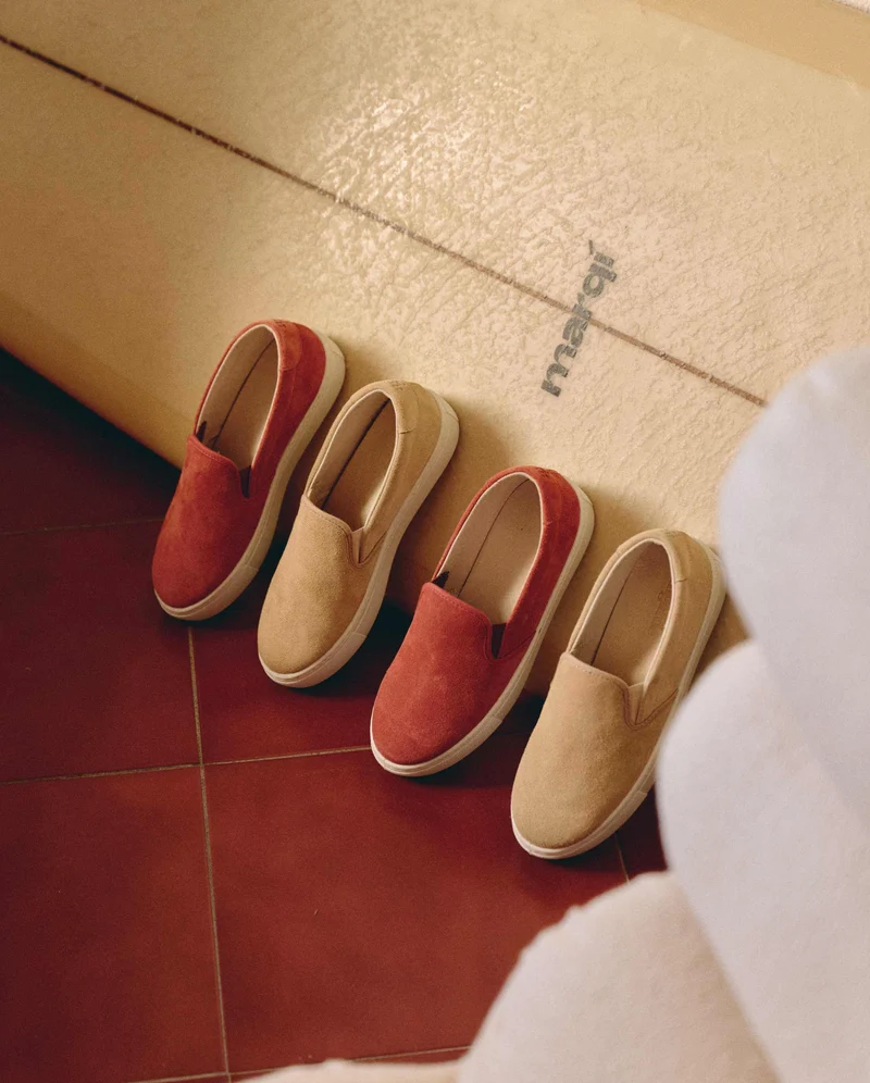 Basket slip-on femme Ellis, cuir suède beige