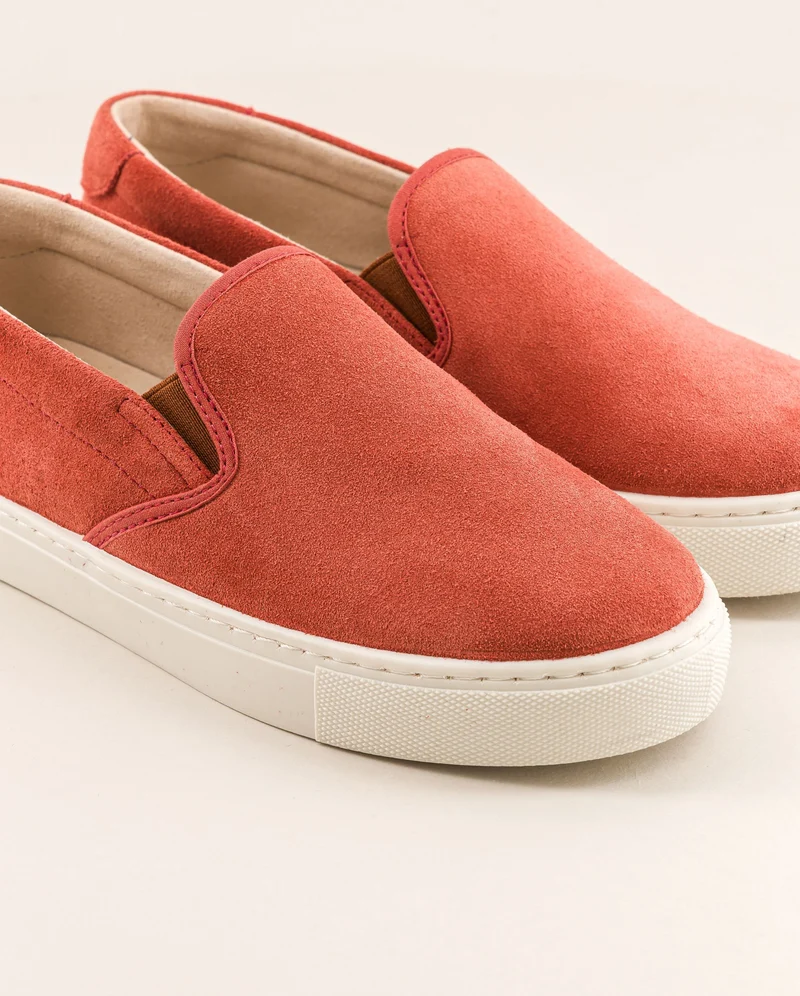 Basket slip-on femme Ellis, cuir suède terracotta