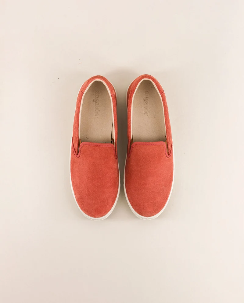 Basket slip-on femme Ellis, cuir suède terracotta