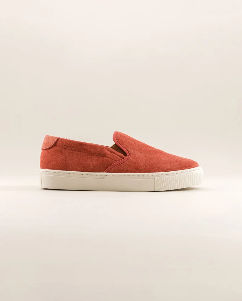 Basket slip-on femme Ellis, cuir suède terracotta