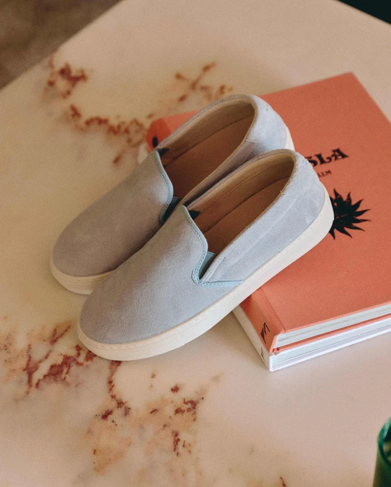 Basket slip-on femme Ellis, cuir suède ciel