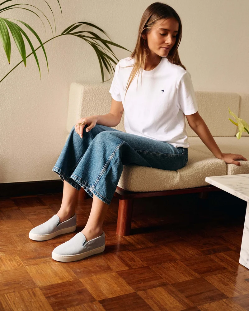 Basket slip-on femme Ellis, cuir suède ciel
