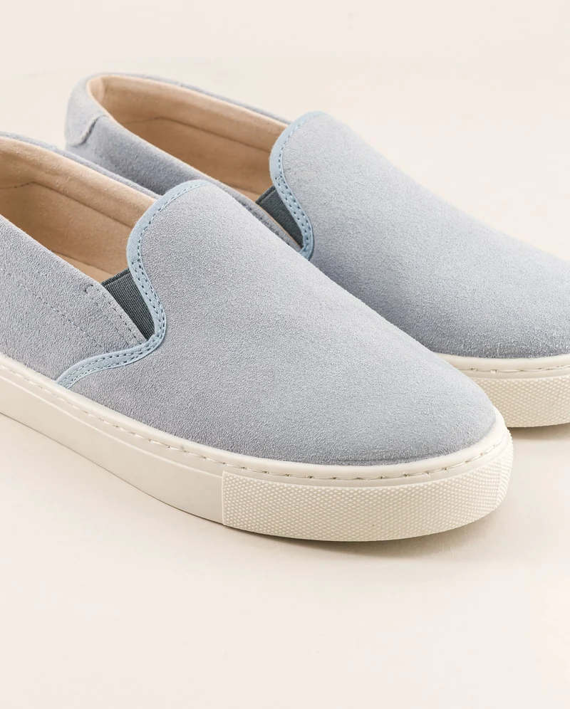 Basket slip-on femme Ellis, cuir suède ciel