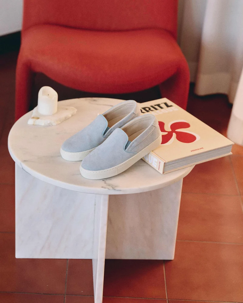 Basket slip-on femme Ellis, cuir suède ciel