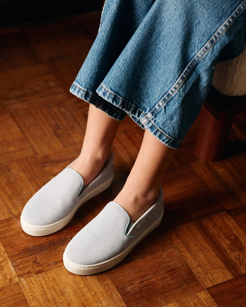 Basket slip-on femme Ellis, cuir suède ciel