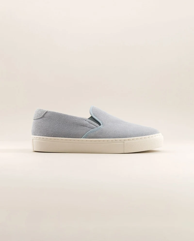 Basket slip-on femme Ellis, cuir suède ciel