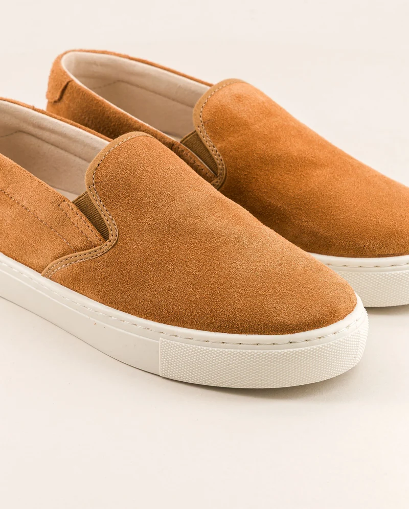 Basket slip-on femme Ellis, cuir suède camel