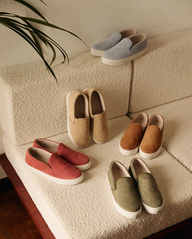 Basket slip-on femme Ellis, cuir suède camel
