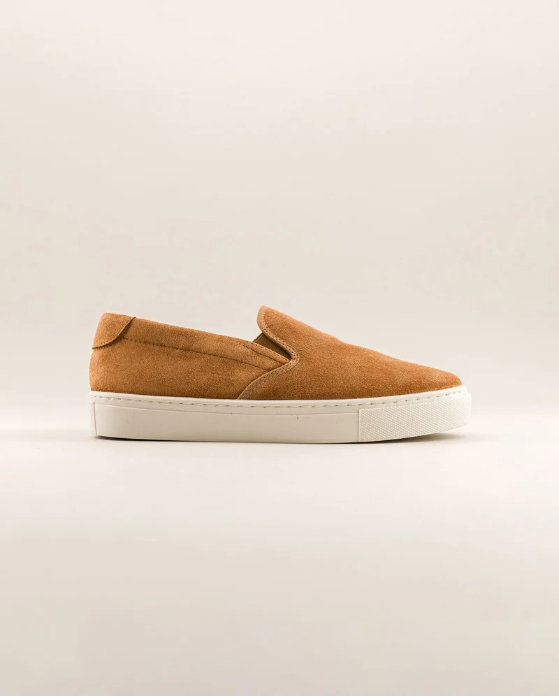 Basket slip-on femme Ellis, cuir suède camel