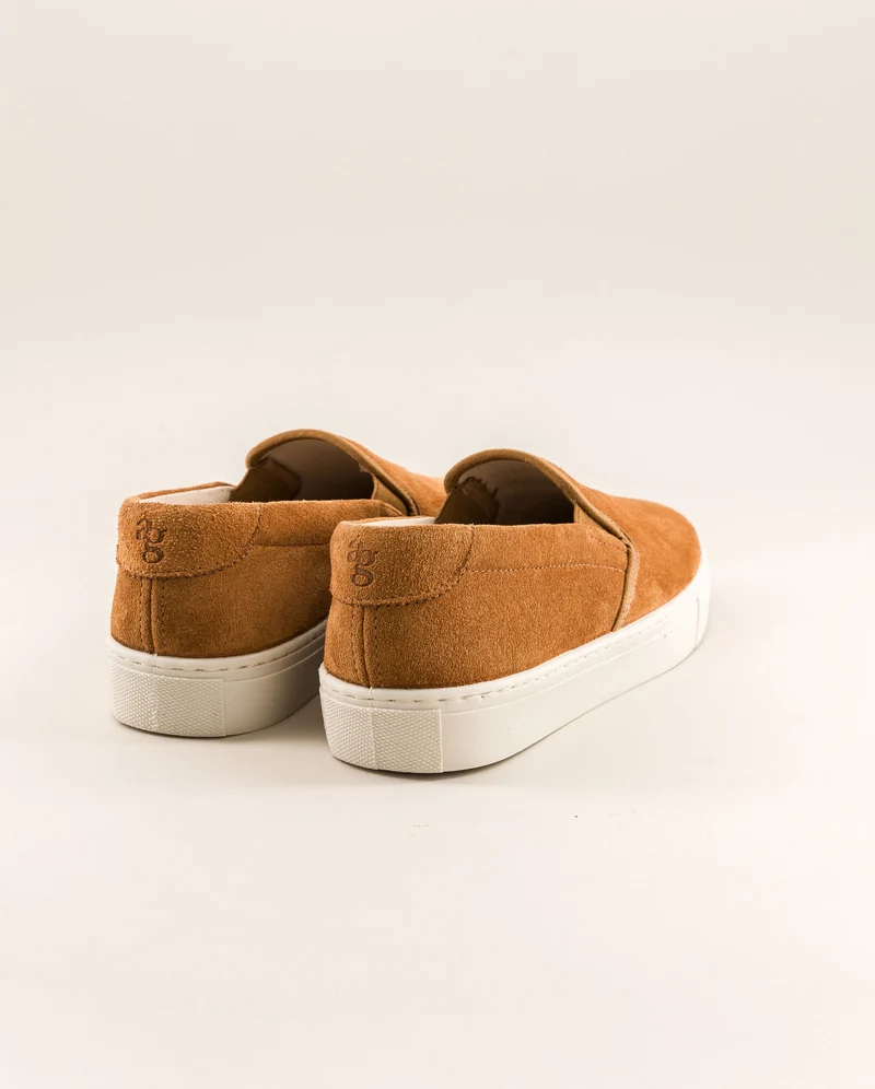 Basket slip-on femme Ellis, cuir suède camel