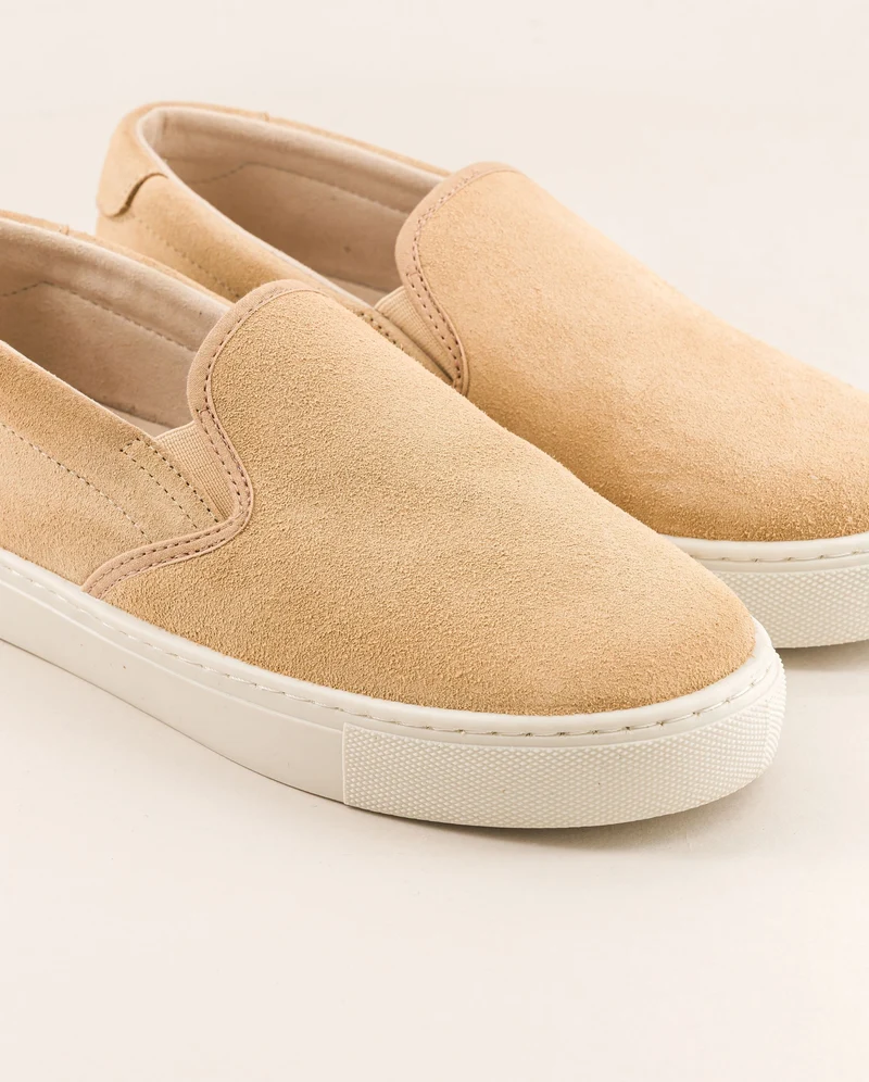 Basket slip-on femme Ellis, cuir suède beige