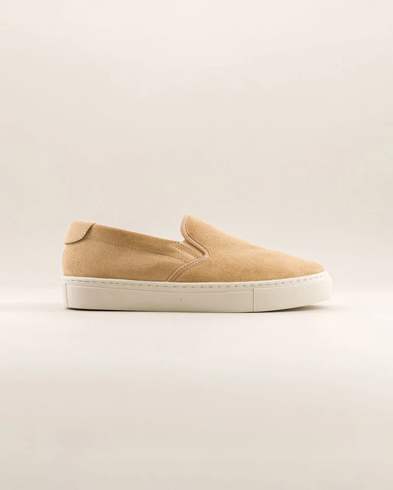 Basket slip-on femme Ellis, cuir suède beige
