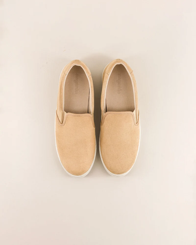 Basket slip-on femme Ellis, cuir suède beige