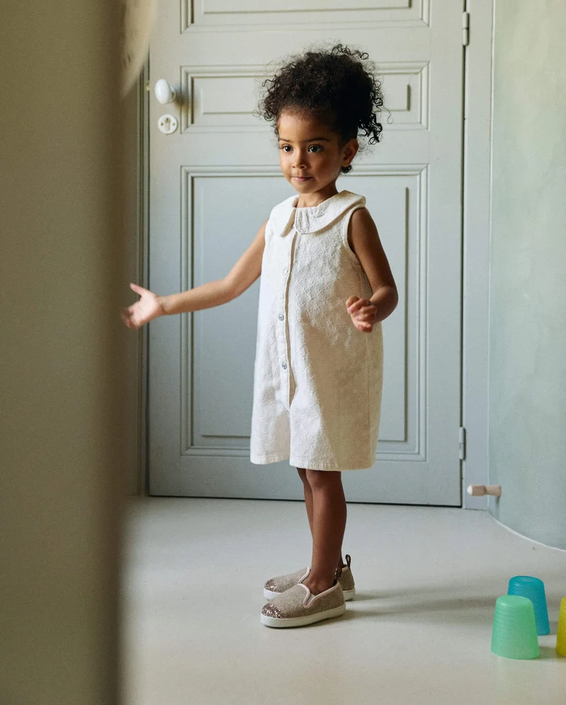 Chausson enfant Bruson, laine sable paillettes