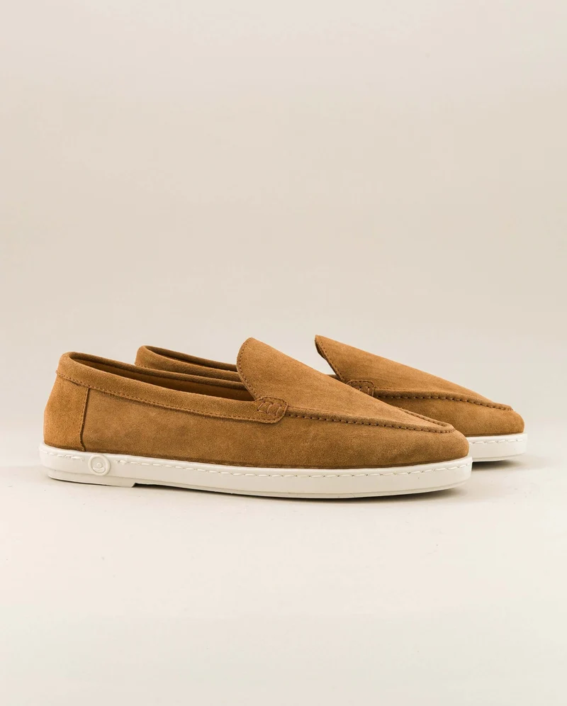 Mocassin femme Combloux, cuir suède camel