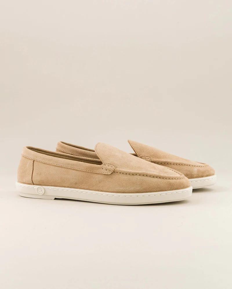 Mocassin femme Combloux, cuir suède beige