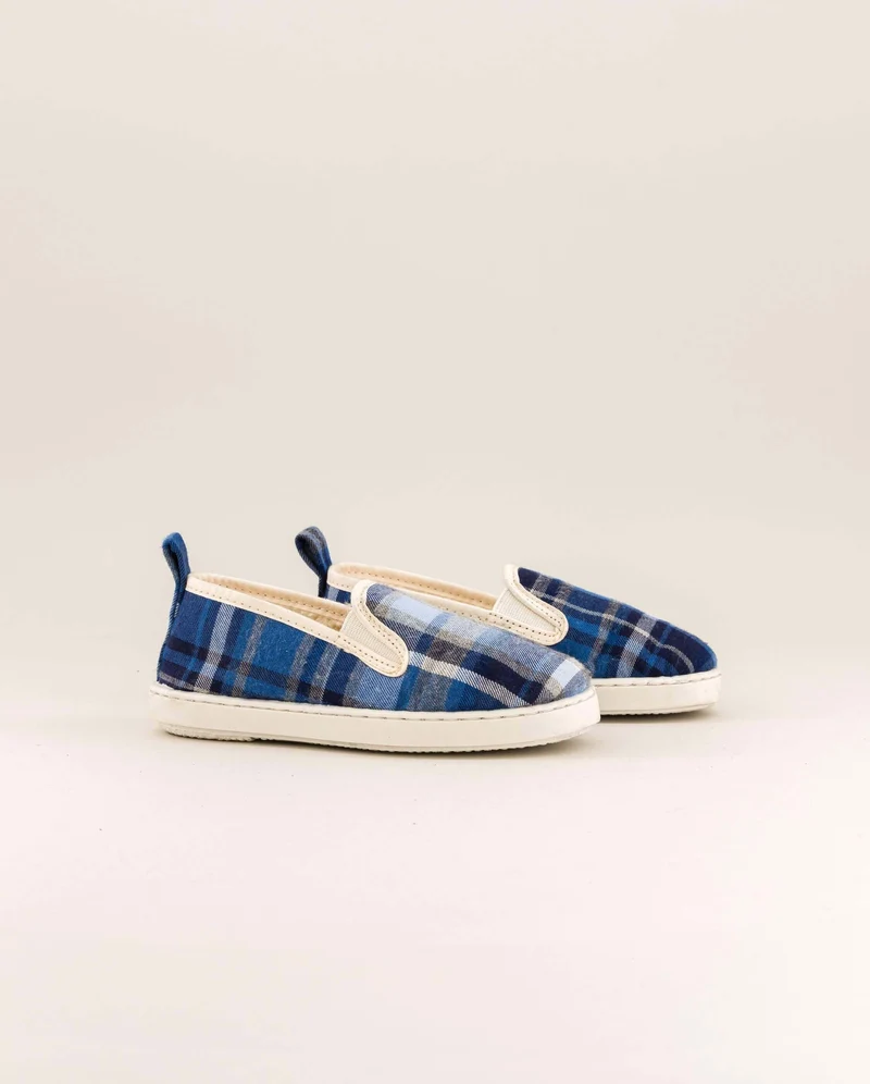 Chausson enfant Bruson, tartan bleu