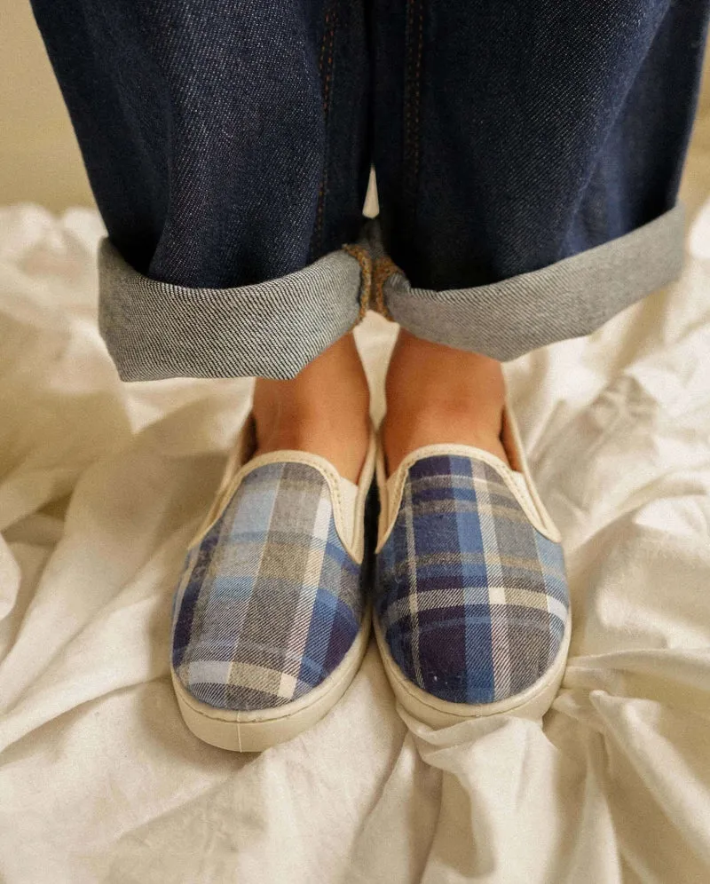 Chausson enfant Bruson, tartan bleu