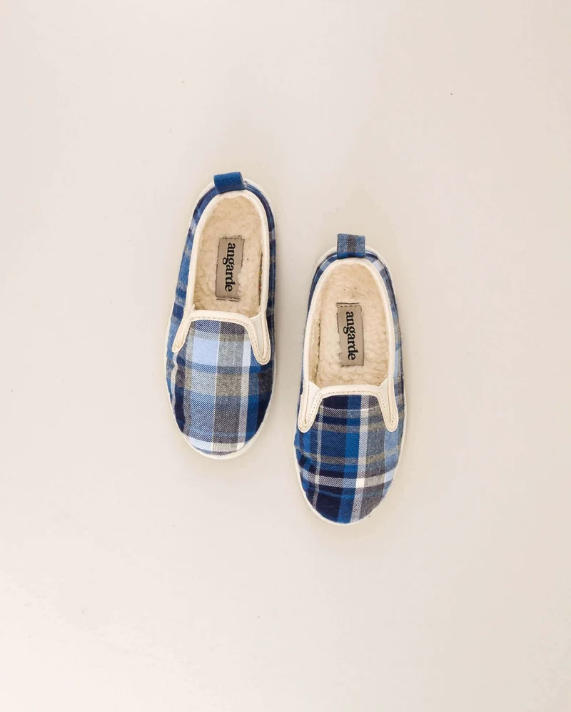 Chausson enfant Bruson, tartan bleu