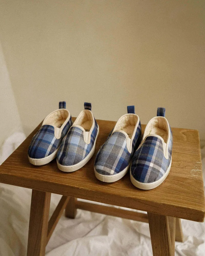 Chausson enfant Bruson, tartan bleu