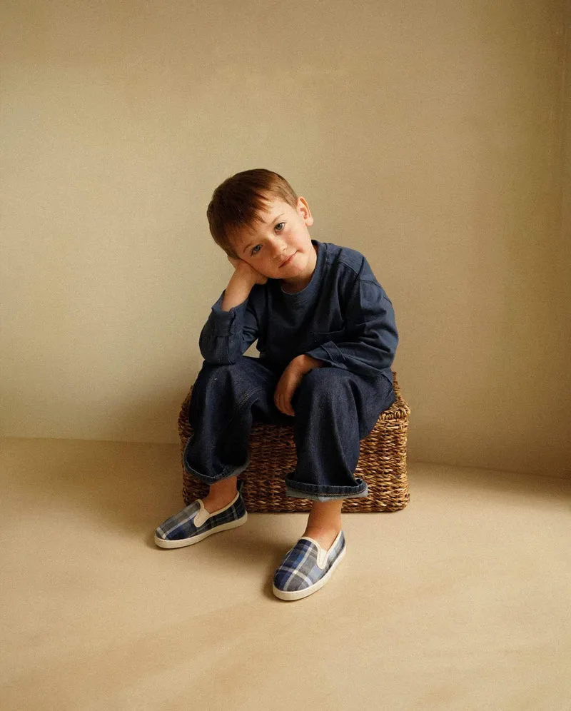 Chausson enfant Bruson, tartan bleu