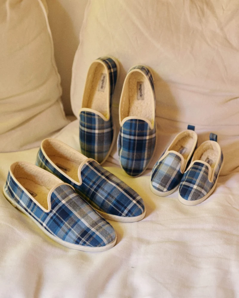 Chausson enfant Bruson, tartan bleu