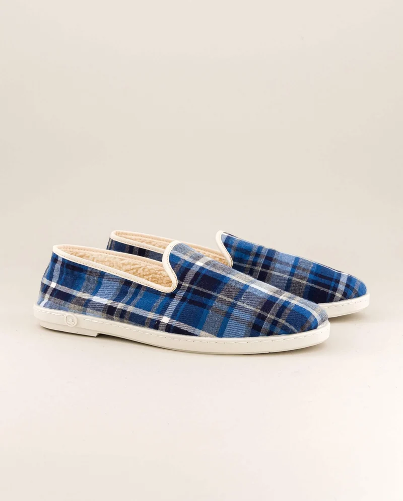 Chausson homme Bruson, tartan bleu