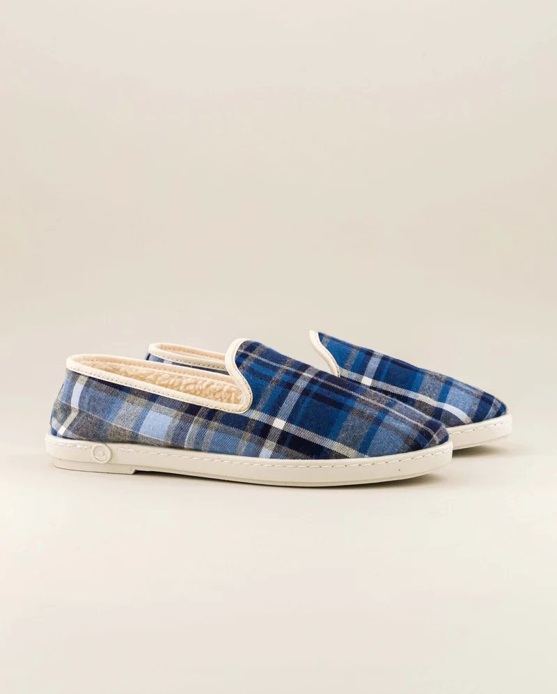 Chausson femme Bruson, tartan bleu