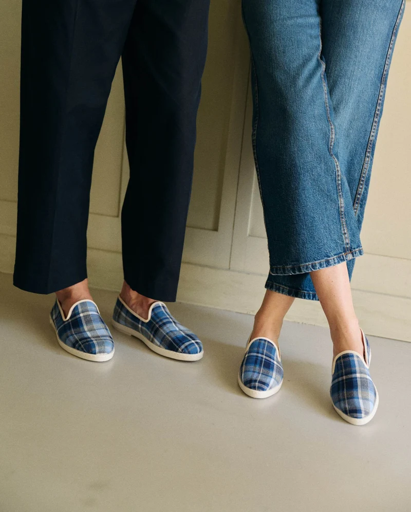 Chausson femme Bruson, tartan bleu