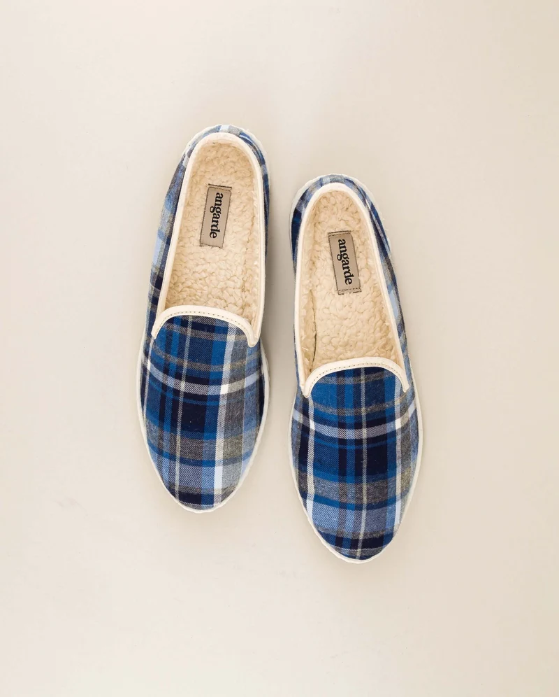 Chausson femme Bruson, tartan bleu