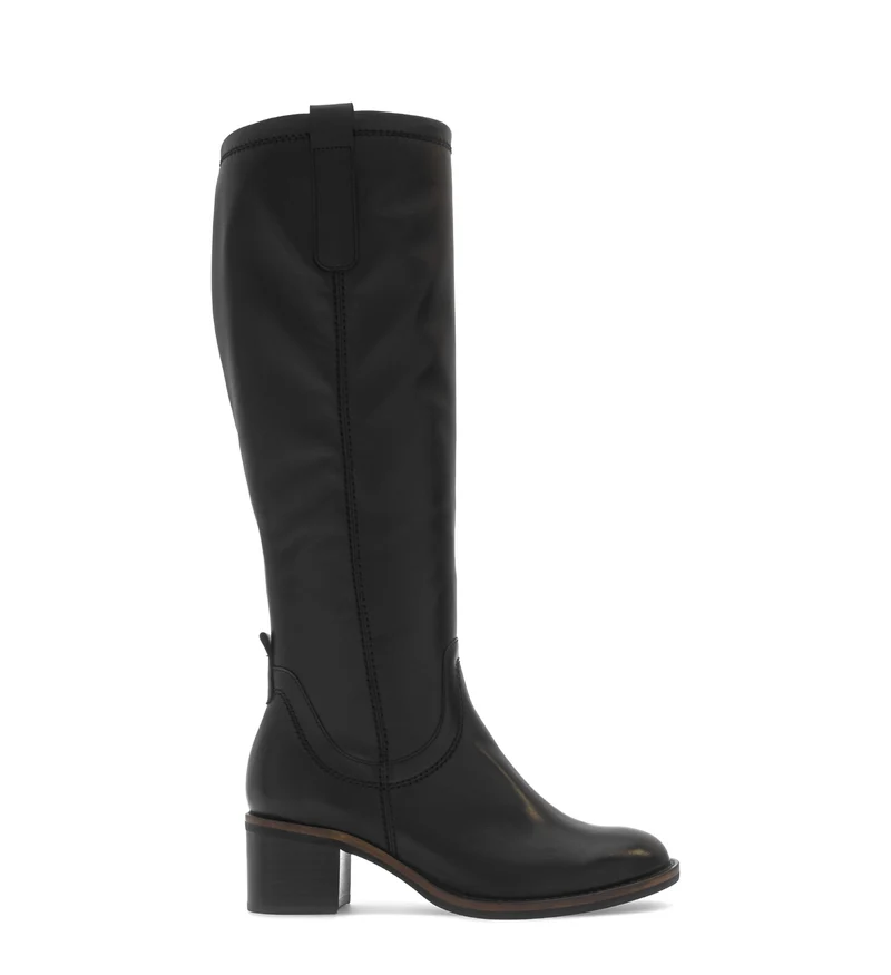 Bottes noires en cuir lisse