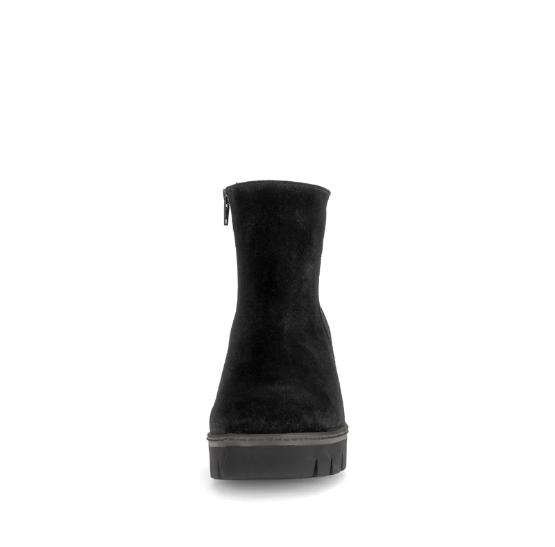 Bottines compensées noires en cuir velours