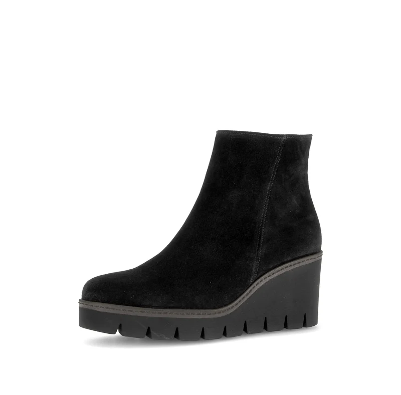 Bottines compensées noires en cuir velours
