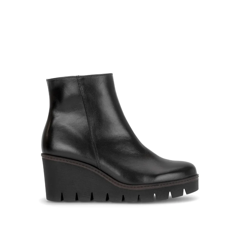 Bottines compensées noires en cuir lisse