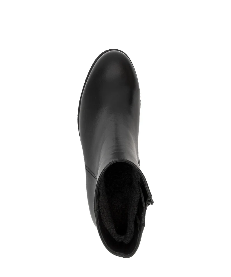 Bottines compensées noires en cuir lisse