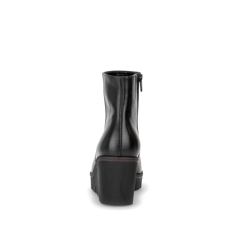 Bottines compensées noires en cuir lisse