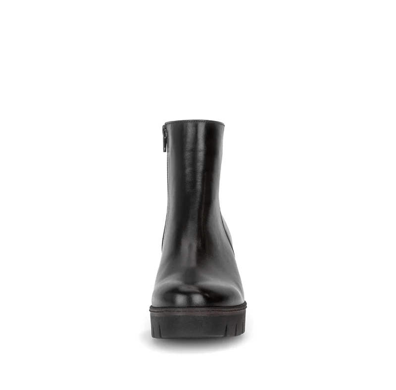 Bottines compensées noires en cuir lisse