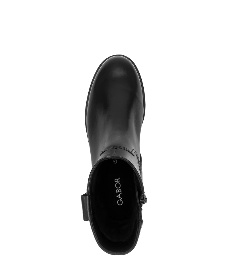 Bottines noires en cuir lisse