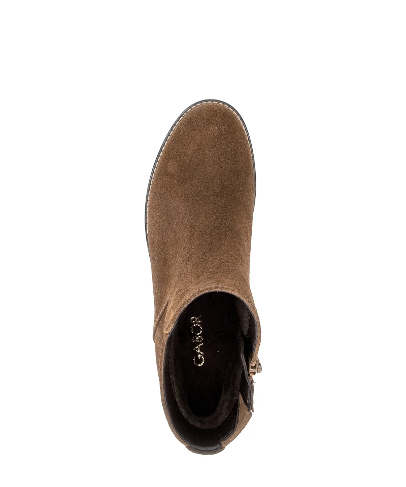 Bottines cognac en cuir velours