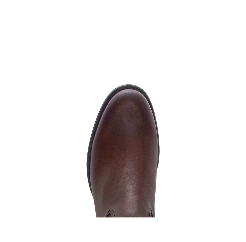 Bottes cognac en cuir lisse