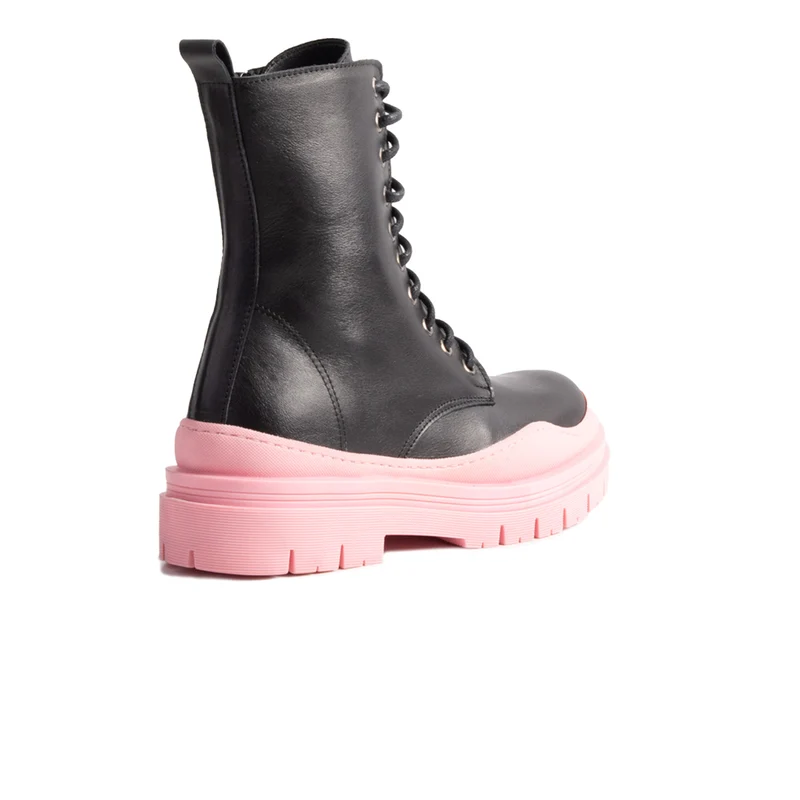 Nagasaki Black Leather/Pink Sole