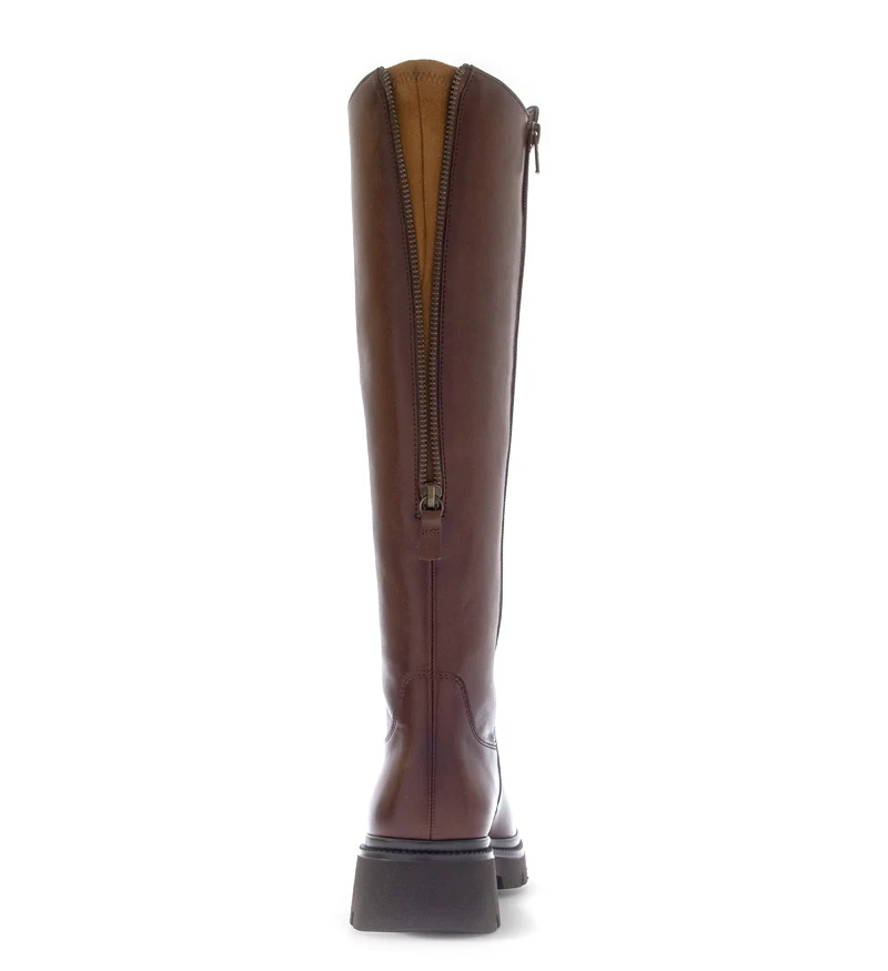 Bottes cognac en cuirs combinés