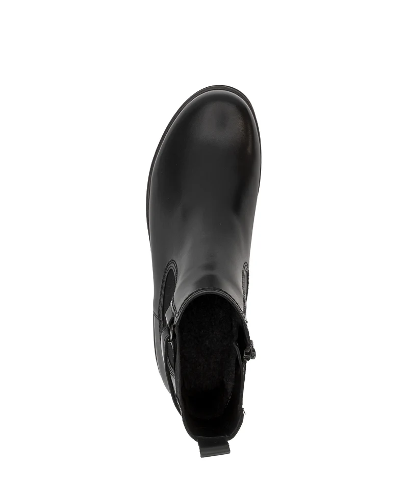 Bottines noires en cuir lisse