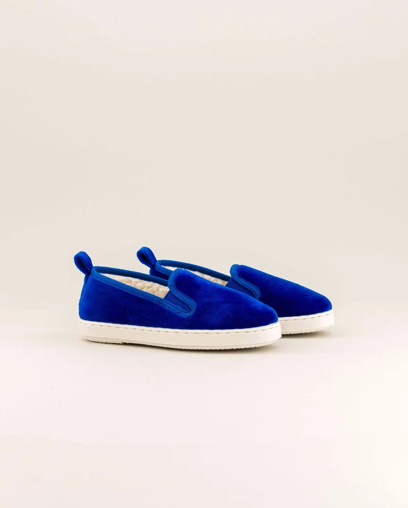 Chausson enfant Bruson, velours bleu